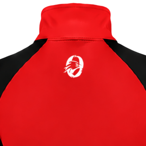 Women Quarter Zip Athletic <b>Top</b> <b>Red</b> <b>Long</b> <b>Sleeve</b> Fitted Sports Training Shirt High Collar Thumbhole Performance Activewear - Product Image 4