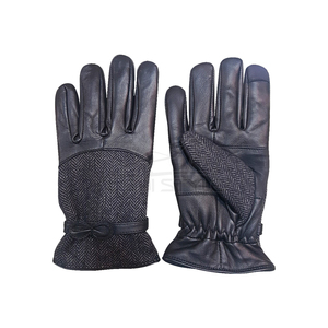Tweed Leather <b>Gloves</b> Women Wrist Length Retro Style Touchscreen Warm Winter Outdoor Twill Casual Fashion <b>Gloves</b> - Product Image 6