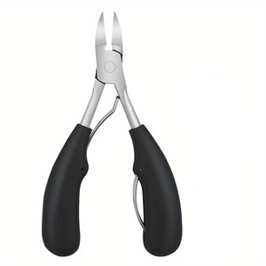Cortauñas Profesional de Acero Inoxidable con Punta Curva y Mango Negro - Product Image 1