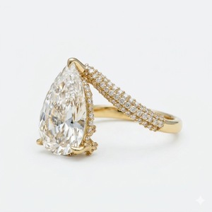 14K Solid Gold CVD Lab Grown Diamond IGI Certified Pear Cut Open <b>Wrap</b> Ring Pave Band Engagement Ring <b>Wedding</b> Bridal Ring <b>Gift</b> - Product Image 2