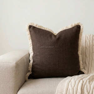 <b>Blue</b> <b>Sofa</b> Cushion Cover with Frayed Edge Contemporary <b>Throw</b> Pillow Coastal Living Room Decor - Product Image 4
