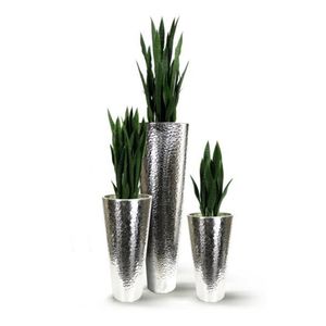Modern Silver Tapered Aluminum Flower Vase Elegant <b>Tall</b> Metal Bud Vase For Luxury Living Room Home Hotel <b>Table</b> Wedding Decor - Product Image 2
