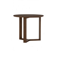 Mesa de Centro Redonda Moderna Nesthouz, Disponible en Stock, con Base en Y Giratoria Minimalista, Acabado en Nogal Sólido, Muebles para el Hogar