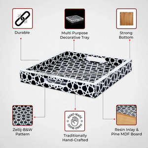 Plateau de service en résine époxy fait à la main pour le petit déjeuner, les boissons et la décoration intérieure moderne Plateau fonctionnel artistique d'Inde - Product Image 2