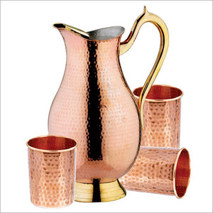 Carafe en cuivre de luxe pour cuisine et bien-être, ensemble avec verre, export en gros, fabricant Inde - Product Image 6
