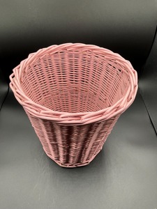 Pink Rattan Storage Basket Round Open Top Decorative Indoor Household Woven Bucket Wastes <b>Bin</b> For Home Kitchen And Bathroom Use - Product Image 3