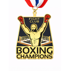 เหรียญรางวัลรูปถุงมือสำหรับงานแข่งขันกีฬามวย ทำจากโลหะเคลือบแบบอ่อน สามารถสั่งทำได้ - Product Image 3