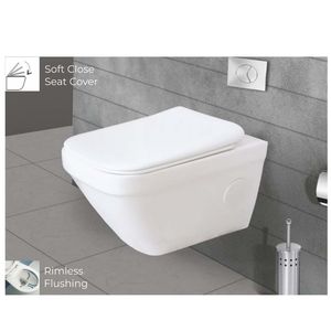 Inodoro suspendido de pared, moderno y duradero, con forma Kelsy, 515x345x340mm, cerámica sanitaria, para uso comercial en baños. - Product Image 3