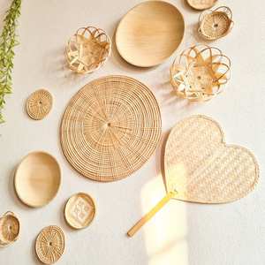 Prix pas cher 2023 Tien Phong artisanat tenture murale décor panier bambou fait main panier décor maison hôtel cadeau - Product Image 1