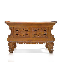 Buffet traditionnel avec détails sculptés en bois de teck massif de Bali, Indonésie, couleur brun naturel
