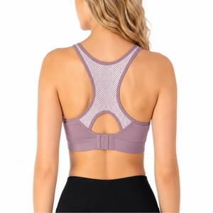 เสื้อชั้นในกีฬาแบบ Racerback สำหรับผู้หญิง ทรงครอปท็อปแบบรัดรูป ดีไซน์เว้าหลัง ชุดออกกำลังกาย ชุดฟิตเนส - Product Image 2