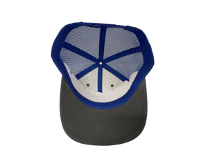 Casquette Trucker à 6 Panneaux en Maille Bleue Respirante avec Logo en Cuir Réglable pour Sports de Plein Air, Fabriquée en Usine au Vietnam - Product Image 3