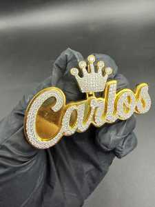 Colgante Personalizado con Nombre y Corona, Chapado en Oro con Incrustaciones de Moissanita, para Joyería Fina de Plata de Ley 925, Colgantes y Dijes - Product Image 4