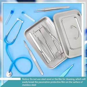 2 Plateaux Médicaux Chirurgicaux Manuels en Acier Inoxydable 201 Certifiés CE, Organisateur de Plateaux pour Instruments Dentaires, Support Métallique Stérilisé - Product Image 5