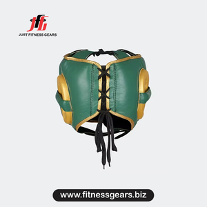 Protège-tête de boxe en cuir vert, à lacets, respirant, pour entraînement et sparring, pour adultes, arts martiaux - Product Image 3
