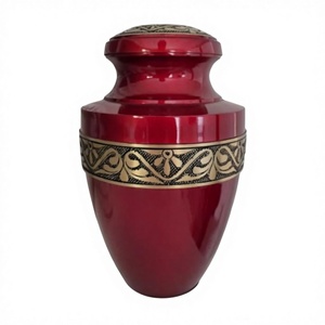 Urna Funeraria Decorativa de Aluminio Roja Antigua, Hecha a Mano, de 3.4L, para Venta al Por Mayor - Product Image 1