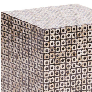 Square Grid Dot Pattern <b>Cube</b> Stools Mother of Pearl Handcrafted Mosaic Small Side <b>Table</b> For Living Room Bedroom Decor Use - Product Image 3