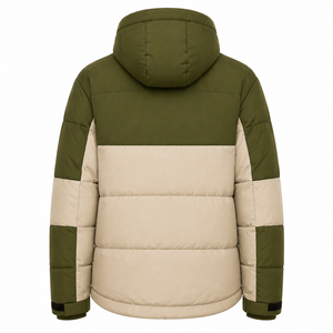 Chaqueta Acolchada con Capucha para Hombre, Diseño Color Block, Cortavientos, de Poliéster, para Invierno, Estilo Casual con Cierre de Cremallera y Bolsillos - Product Image 3