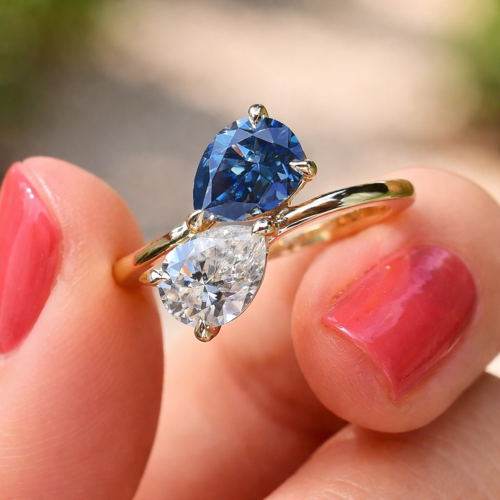 Diamants CVD certifiés IGI + Or blanc 14 carats