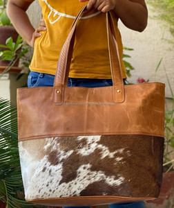 กระเป๋าโท้ทหนังวัวแท้สำหรับผู้หญิงกระเป๋าสะพายแฟชั่นลายไม้เต็มหรูหราจุได้เยอะ - Product Image 2