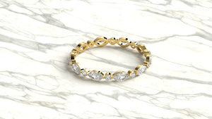 18K Gold Marquise Diamond <b>Ring</b> Alternating Round Cut Full Eternity Band Vintage Bubble <b>Stacking</b> Wedding <b>Ring</b> Fine Jewelry Women - Product Image 3