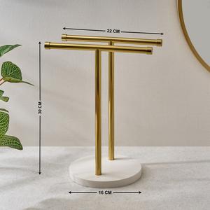 Soporte Organizador de Joyas de Doble Barra con Base Redonda Estable, Exhibidor de Pulseras y Relojes, Solución Decorativa para Ahorrar Espacio en el Tocador - Product Image 6