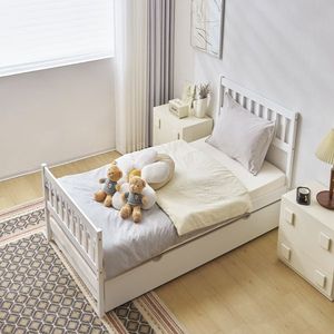 Letto a soppalco singolo in legno bianco per bambini, in truciolato di pino, con spazio contenitore - Product Image 6