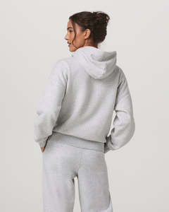 Damen Einfarbiger Beige 1/4 Zip Hoodie mit Überschnittener Schulter und Langen Ärmeln Pullover Sweatshirt - Product Image 6