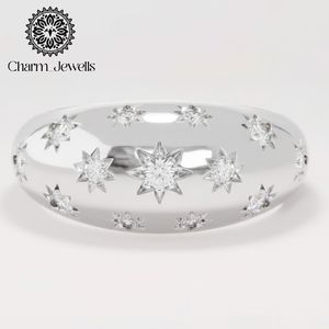 แหวนหมั้นรูปดาวประดับมอยส์ซาไนต์เงินจาก Charm Jewells ดีไซน์คลาสสิก ฝังเพชรแบบ Pave ได้รับการรับรองจาก IGI เหมาะสำหรับทุกเพศทุกวัย สวมใส่ได้ทุกวัน - Product Image 5