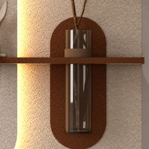 Lampes murales LED 3 couleurs réglables en forme de sculpture 3D en grès, décor avec plantes vertes simulées, vase en verre, statue de lapin, télécommande - Product Image 2