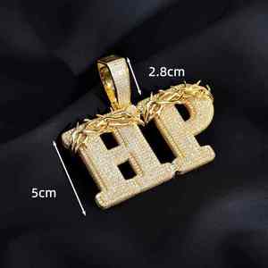 Collar con Colgante de Letra Personalizada, Estilo Hip Hop, Corte Brillante Redondo, Microincrustaciones de Moissanita, Chapado en Oro de 18K, Cadena de Eslabones, Regalo de Joyería - Product Image 1
