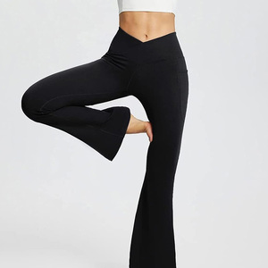 Leggings de yoga personnalisés en gros, taille haute, longueur cheville, en Spandex/Polyester, effet ventre plat, froncé aux fesses, écologiques et respirants - Product Image 2