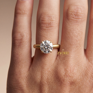 Luxury Brilliant Cut Lab Grown Zircon Engagement <b>Ring</b> 925 Silver VVS1 Clarity 2.0 Carat Claw Setting Matte Finish <b>Domed</b> Band - Product Image 3