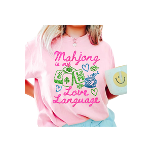 T-shirts décontractés à col rond pour femmes et jeunes, 100 % coton, avec logo brodé et patchwork sur le devant, collection Printemps-Automne 2026, motif Mahjong - Product Image 1