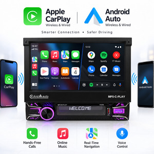 HANTUE 7" 1Din CarPlay Layar Elektrik Otomatis Retractable Pemutar Multimedia Mobil BT RDS AM FM MirrorLink MP5 Radio Kamera Belakang - Product Image 2