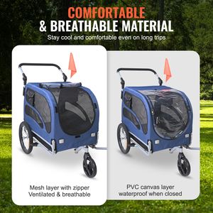 Rimorchio per Bicicletta in Alluminio per Cani, Capacità 100 Libbre, Passeggino 2-in-1 per Animali Domestici, Facile da Piegare, Sgancio Rapido - Product Image 4