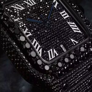 นาฬิกาข้อมือสแตนเลสสตีล Black Beauty หน้าปัดสี่เหลี่ยมประดับเพชร VVS Moissanite สไตล์ฮิปฮอป กลไก Swiss ETA ขนาด 41 มม. สีเงิน - Product Image 3