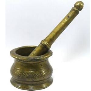 Producto en Oferta: Mortero y Pilón para Apretar Jengibre y Ajo, Accesorios de Cocina, Acabado Dorado Antiguo, Molienda Manual - Product Image 1