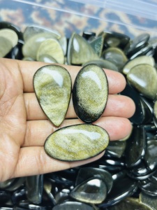 Cabujones de Obsidiana Dorada 100% Naturales de Alta Calidad, Piedras Preciosas Sueltas Certificadas, Tamaños y Formas Personalizadas, Suministro al por Mayor para Joyería - Product Image 4