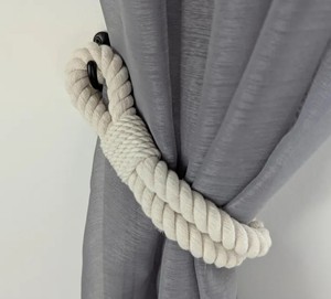White Rope Curtain <b>Tiebacks</b> – Clean, Modern Window Accent - Product Image 3