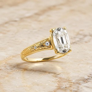 Bague de Fiançailles Vintage Art Déco en Or Jaune 14K avec Diamant de Coupe Coussin Ancienne Mine VS1 de 2,01 carats, Cultivé en Laboratoire, Idéale pour Cadeau de Mariage - Product Image 4