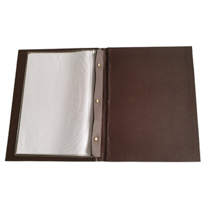 Cubierta de menú hecha de piel sintética de primera calidad con sistema de 3 tornillos para reemplazar fácilmente o agregar más fundas de plástico - Product Image 1