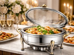 Luxury <b>Chafing</b> <b>Dish</b> <b>Buffet</b> <b>Set</b> Food Warmer Stainless Steel Hotel Catering Silver & GOLD Chaffing <b>Dish</b> for Restaurant Hotel - Product Image 3