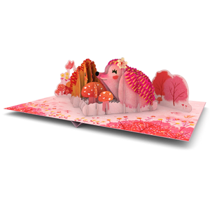 การ์ดป๊อปอัพ 3 มิติ ลายเม่นวาเลนไทน์แสนหวาน พร้อมซองจดหมาย สีชมพู ป่าโรแมนติก การ์ดอวยพรทำมือสำหรับคู่รัก - Product Image 3