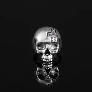 Anillo de Moissanita con Diseño de Esqueleto, Plata 925, Engaste Pavé, Estilo Punk, Joyería para Hombre - Product Image 2
