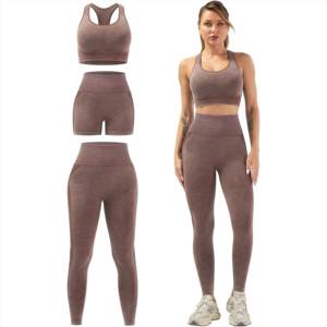 Nouvel ensemble de vêtements de sport tendance pour femmes, en tissu à séchage rapide, sans manches, taille haute, prix de gros, ensemble de leggings - Product Image 1