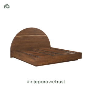 Cadre de lit double confortable en teck massif sculpté à la main, style mid-century moderne, mobilier indonésien de haute qualité pour usage domestique - Vino - Product Image 2