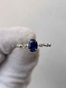 แหวนไพลินสีน้ำเงินหรูหรา รูปทรงวงรี แหวนหมั้นพลอยล้ำค่า แหวนขอแต่งงานสำหรับเธอ เครื่องประดับ - Product Image 6