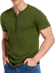 T-shirt Henley à manches courtes en coton blanc uni pour homme, coupe ajustée, avec poche, style décontracté - Product Image 6