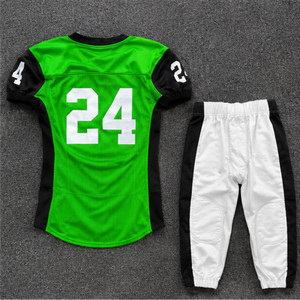 Uniforme de football américain personnalisé, séchage rapide, respirant, 100% polyester, manches courtes, col en V, ensemble de maillots de joueur, nom et numéro de l'équipe - Product Image 2